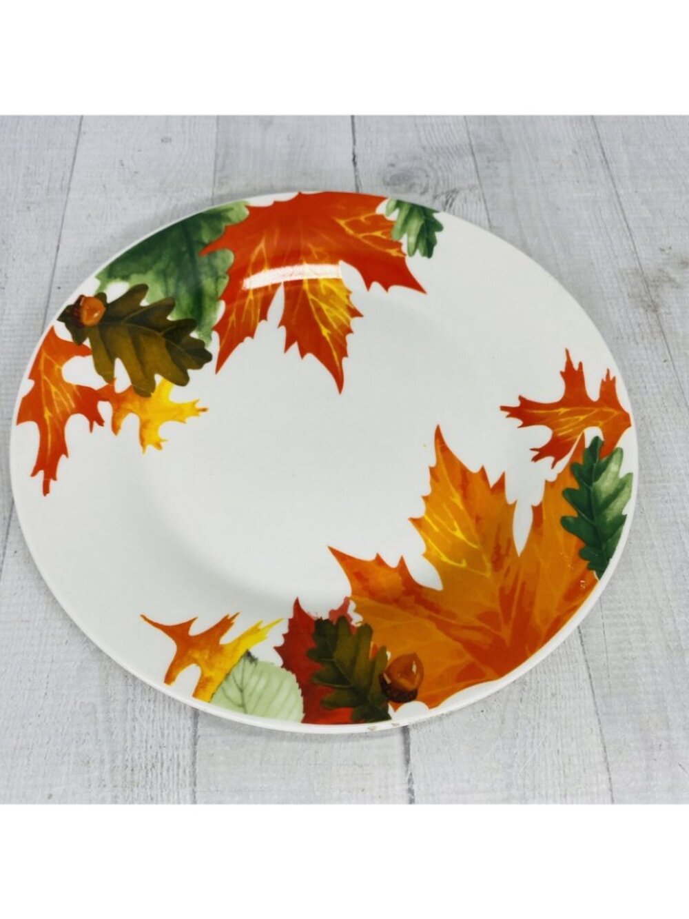 Royal Norfolk RNF132 Colorful Autumn Leaves Stoneware Round Dinner Plates Set 3 - Picture 6 of 13